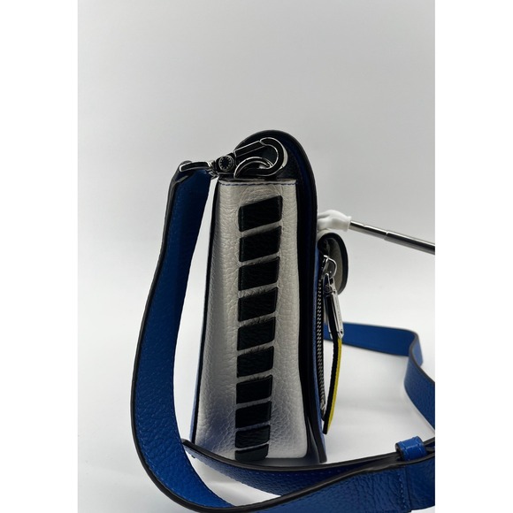 Henri‎ Bendel Rivington Flap Shoulder Bag Colorblock Black / Blue / White - Picture 7 of 13